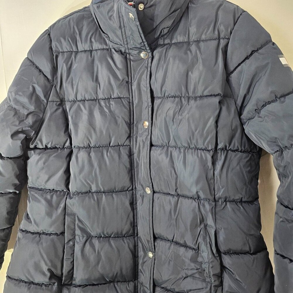 Tommy Hilfiger Puffer Jacket Blue Womens XL Full Zip Pockets Insulated Coat - Picture 10 of 12
